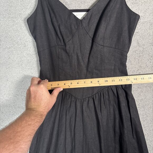 NWT House Of Harlow Sz S Black Midi Dress Linen Blend Sweetheart Bustier Bodice - Picture 8 of 16